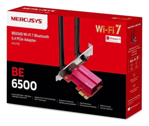 Adaptador PCIe WiFi 7 BE6500 + Bluetooth 5.4 Mercusys MA37BE