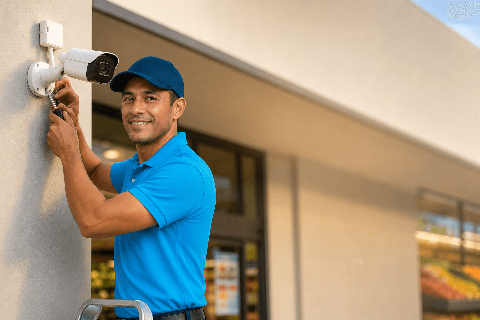 Instalación profesional de 21 cámaras de seguridad Dahua en un supermercado
